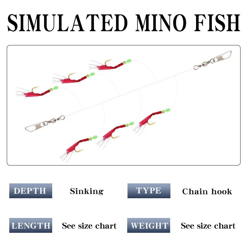 Sabiki 6 hameçons lumineux pour pêche au maquereau - leurres à plumes appâts artificiels mer