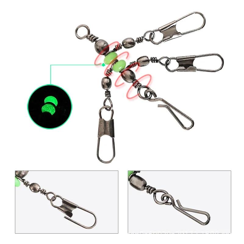 Leurre calmar lumineux avec émerillon roulement - Accessoire pêche nocturne connecteur solide