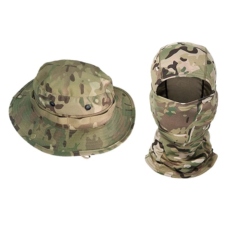 Chapeau camouflage pêche pliable à large bord - Bonnet boonie balaclava pour chasse et pêche