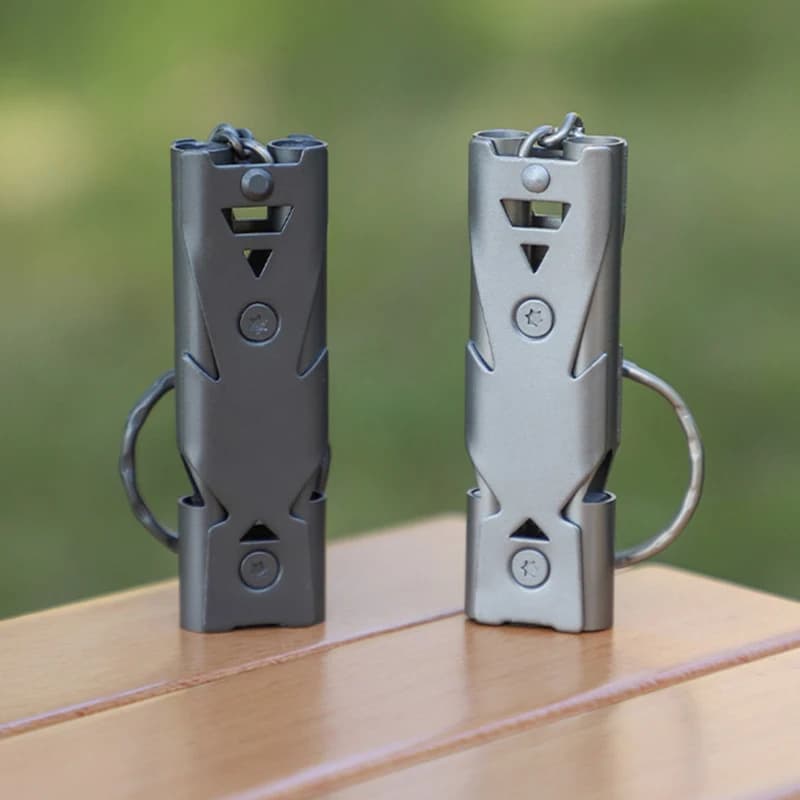 Sifflet double tube pendentif porte-clés haute puissance pour survie camping pêche France