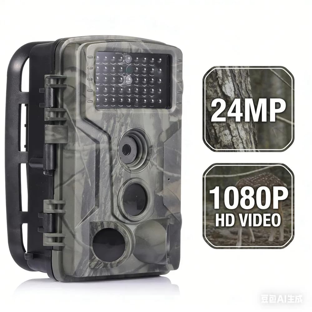 Caméra extérieure 24MP HD 1080P vision IR nocturne étanche IP65 pour observation nature chasse et sécurité maison