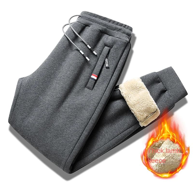 Pantalon jogging pêche hiver laine mouton épais chaud avec cordon pour homme confortable