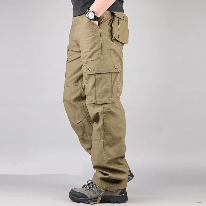 Pantalon cargo militaire ample multi-poches homme - Vêtements pêche pratique