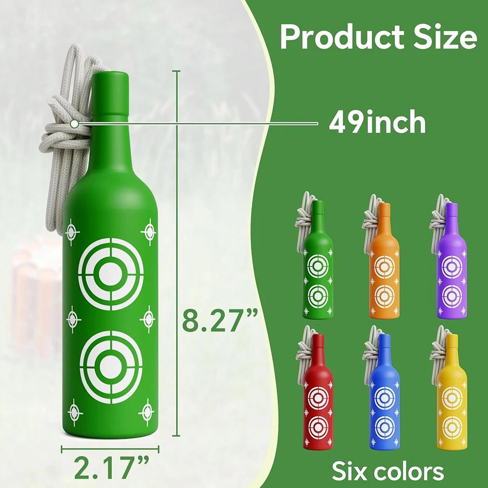 6 cibles bouteilles plastique colorées avec corde pour tir pêche intérieur extérieur - Divertissement