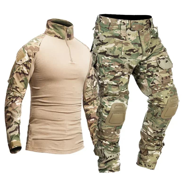 Combinaison tactique camouflage Airsoft Ripstop multi-poches pour pêche et chasse - Tenue professionnelle