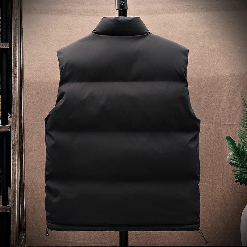 Gilet homme hiver coton matelassé sans manches coupe-vent chaud couleur unie veste décontractée