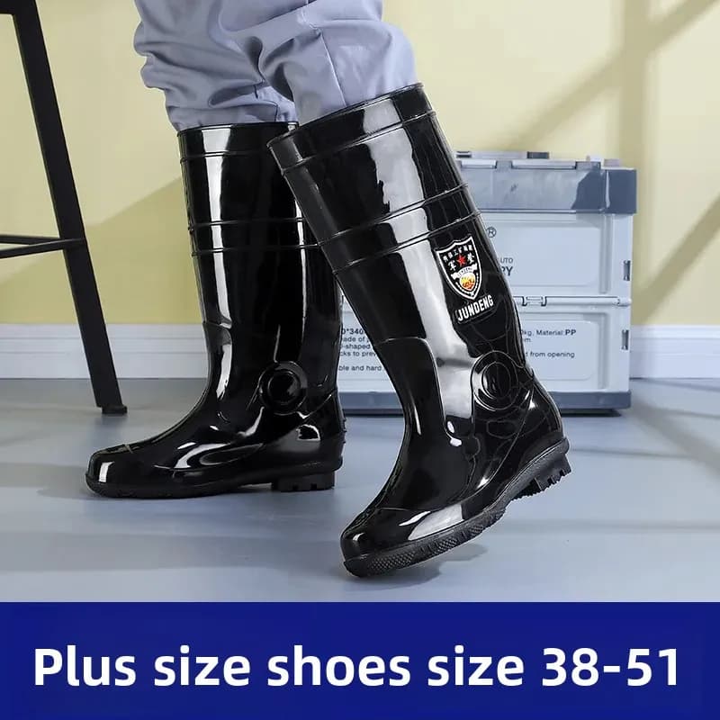 Bottes de pluie unisexes mi-hautes épaisses grande taille antidérapantes imperméables doublure polaire