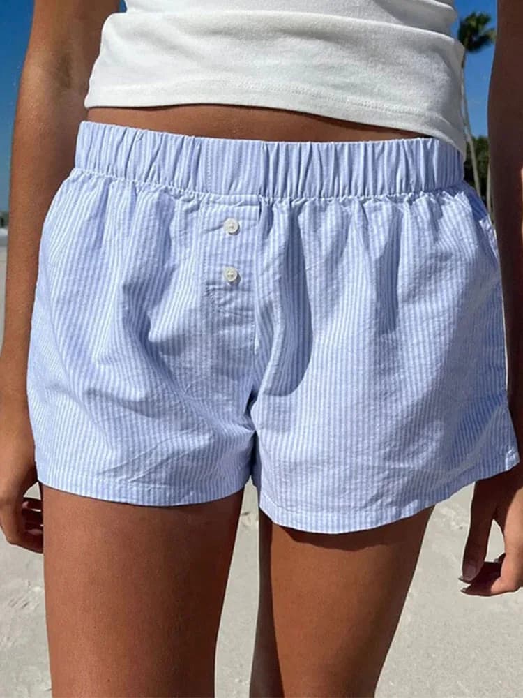 Short décontracté femme à rayures coupe loose taille élastique style streetwear tendance Y2K