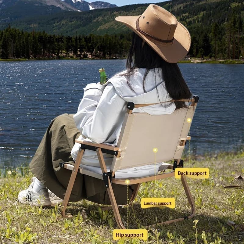 Chaise camping pliante aluminium ultra-légère - Siège pêche compact pour pique-nique plage