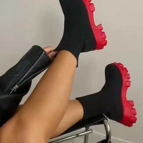 Bottines cheville tricotées grande taille - Chaussures couple épaisses casual luxe 2023