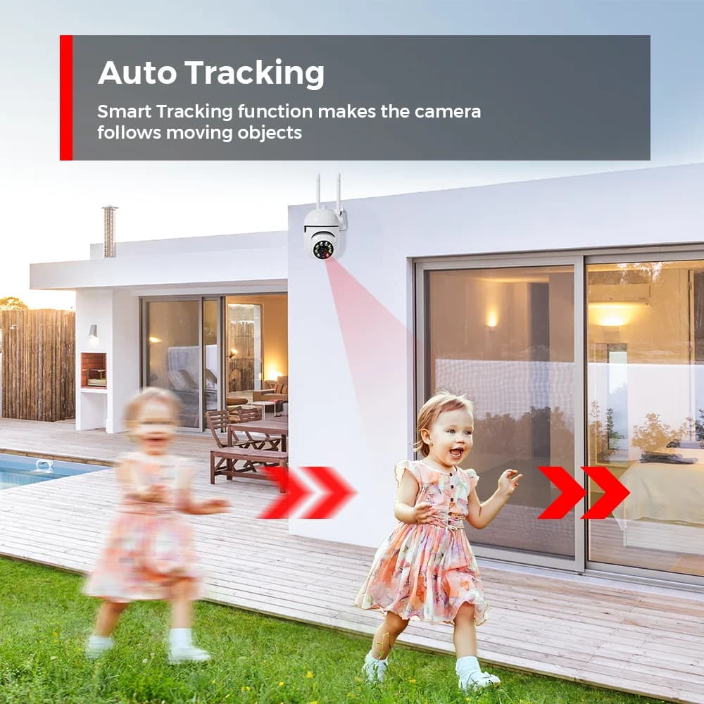 Caméra surveillance wifi PTZ 4MP 2K auto tracking vision nuit détection humaine enregistrement 24/7 ICSEE