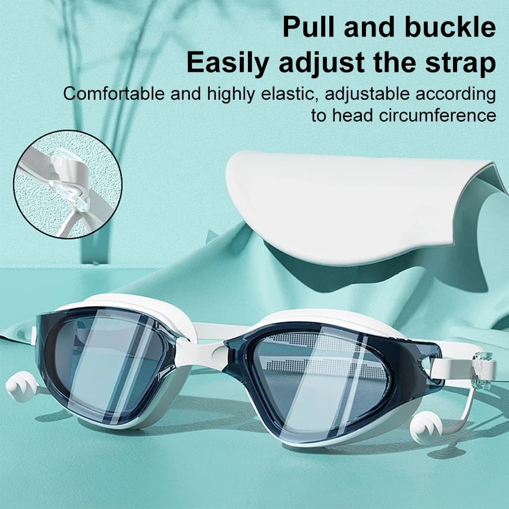 Bonnet et lunettes de natation adulte HD anti-buée étanches silicone anti-UV