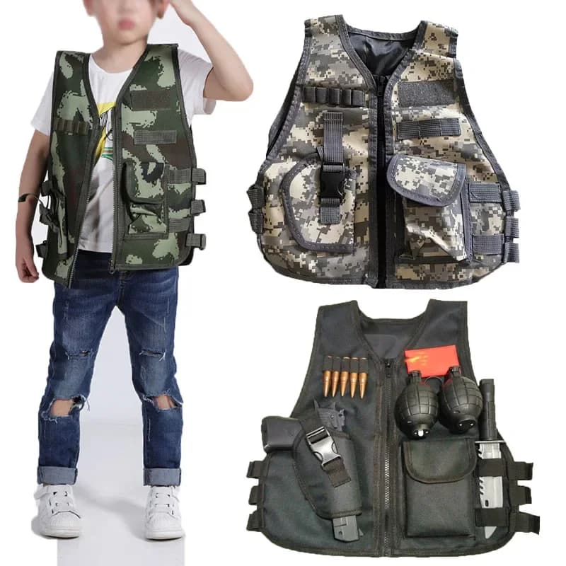 Veste tactique camouflage pour enfants - Tenue de jeu CS et pêche pour garçons et filles