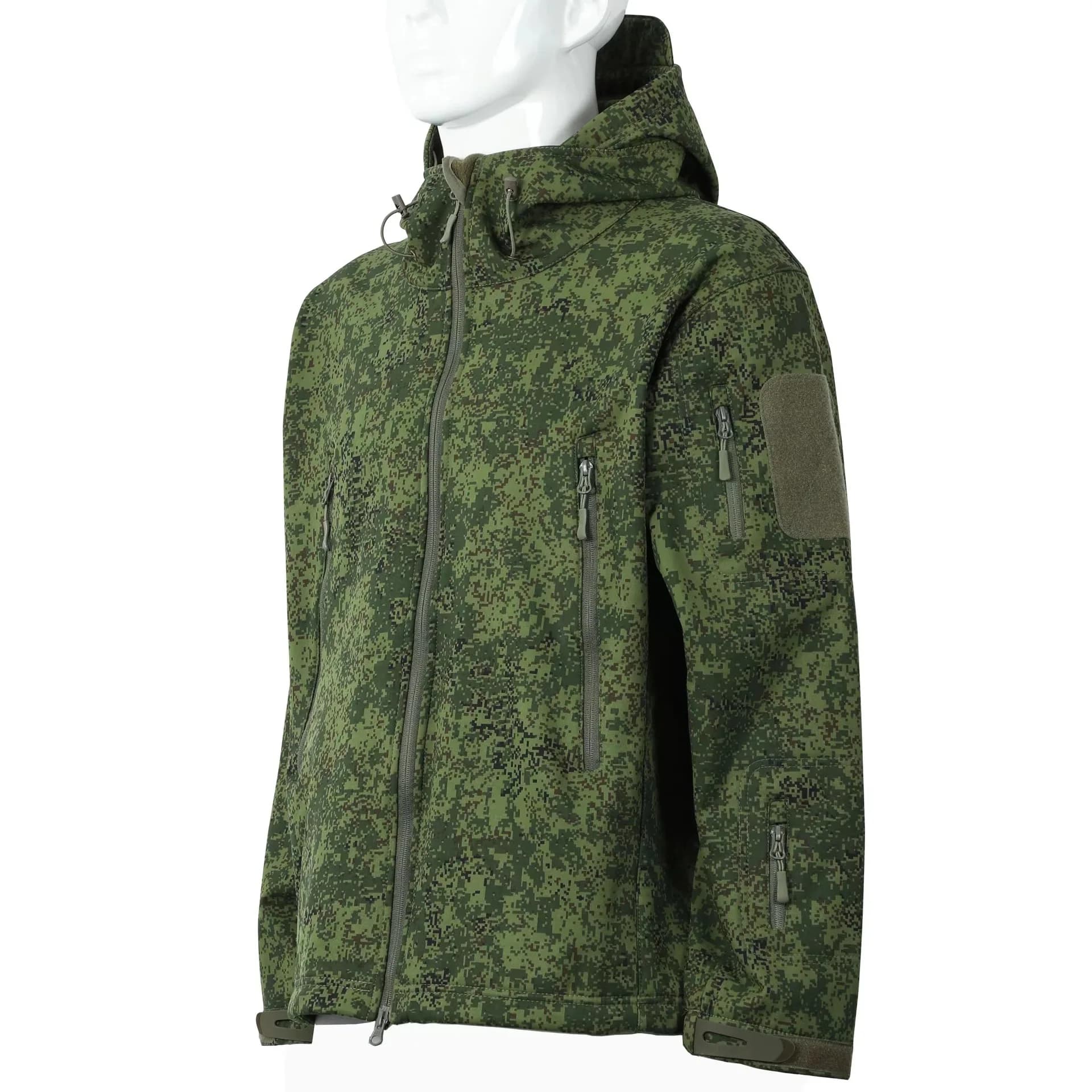 Veste softshell tactique homme imperméable à fermeture éclair pour pêche hivernale et chasse