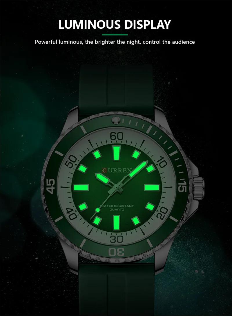 Montre étanche unisexe quartz bracelet silicone luminescente ronde pour pêche extérieure