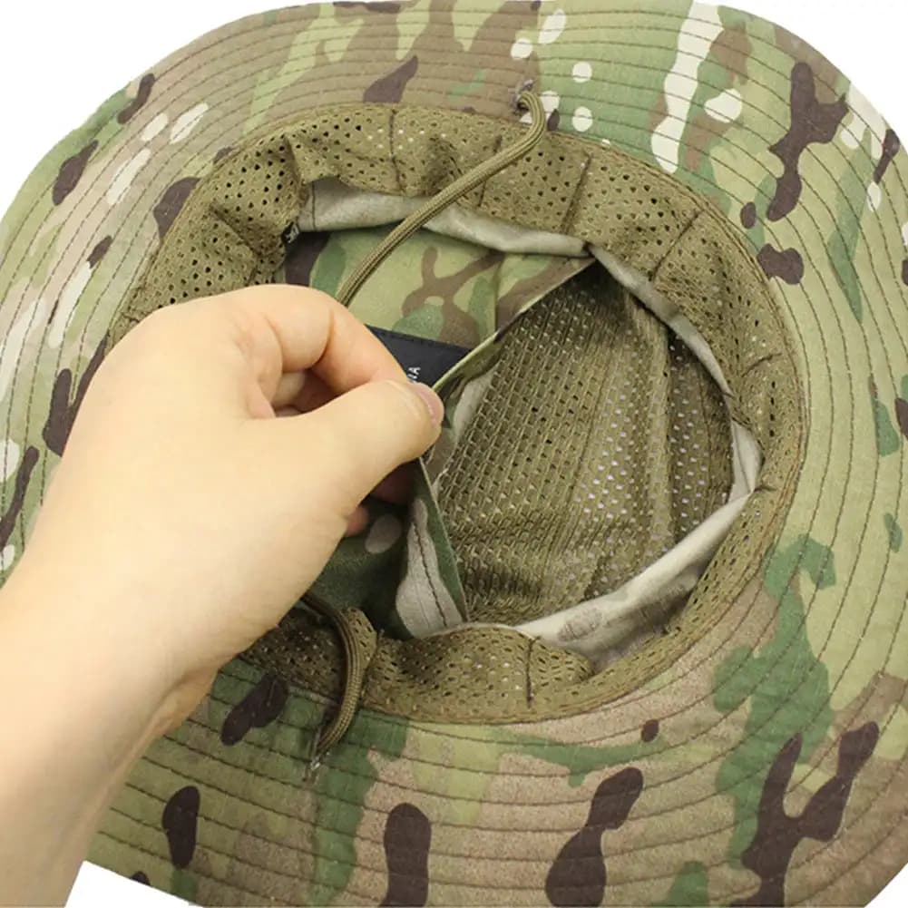 Chapeau bonnie camouflage pêche randonnée protection solaire avec poche carrée