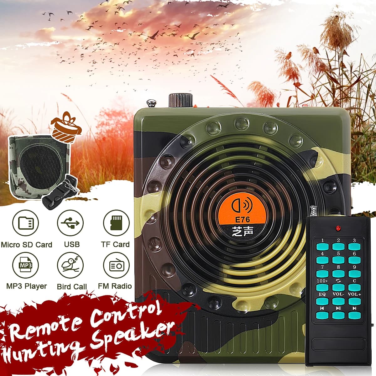 Amplificateur son appât télécommandé - Haut-parleur chasse professionnel prise EU