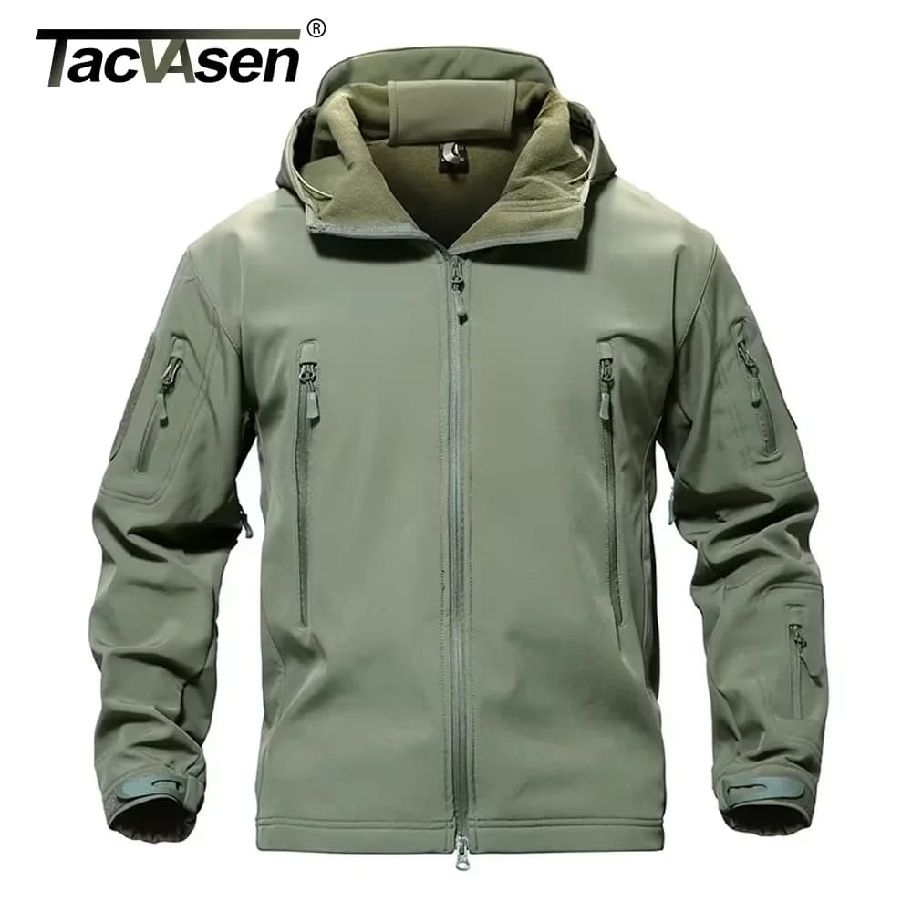 Veste softshell TACVASEN imperméable doublée polaire - Blouson extérieur chaud pêche homme