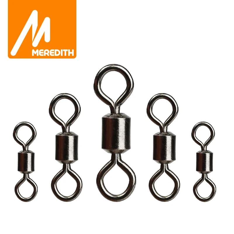 Lot de 50 dévidoirs à billes MEREDITH pour pêche, connecteurs solides en acier inoxydable à roulement