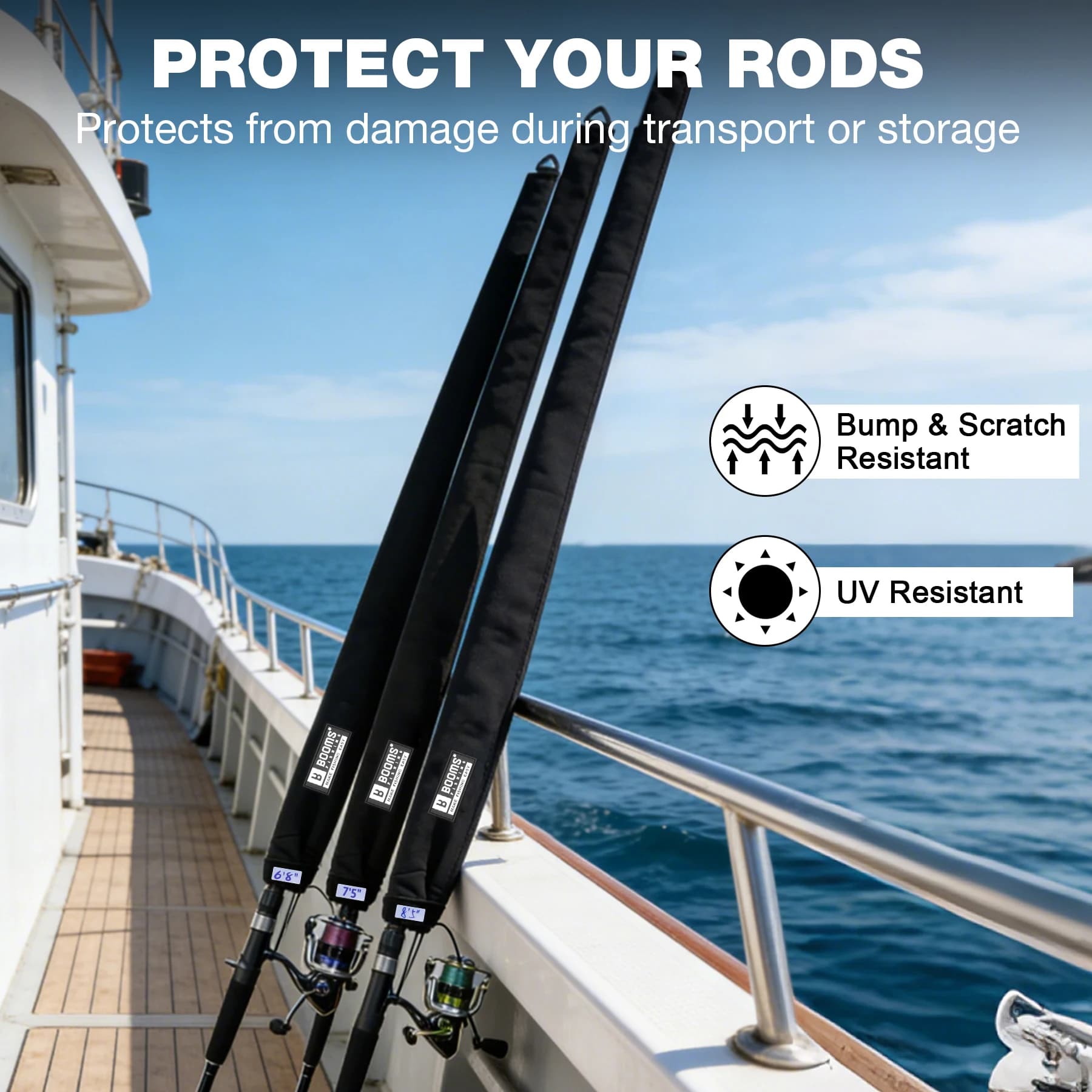 Manchon néoprène Booms Fishing pour cannes 133-174cm - Protection anti-accrochage
