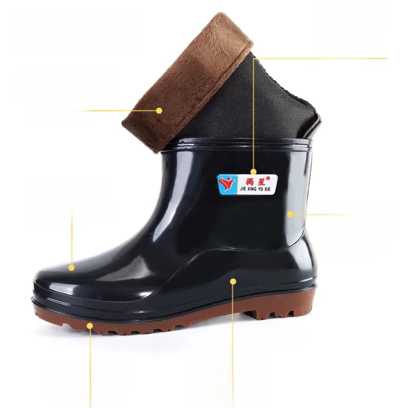 Bottes de pluie courtes homme épaisses et résistantes - Chaussures de travail imperméables pour chantier et protection