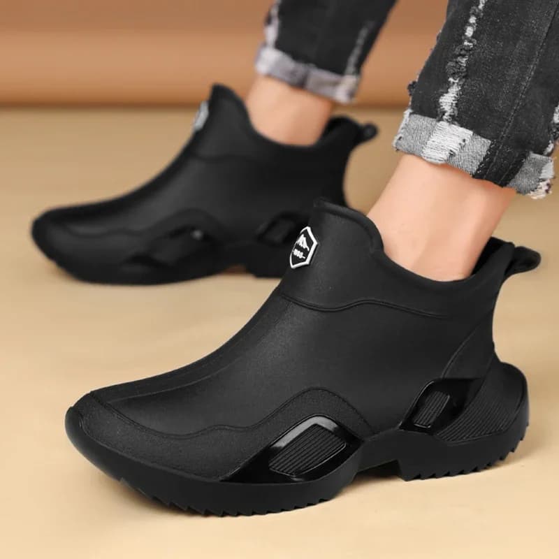 Chaussures pluie homme courtes imperméables anti-usure bottes caoutchouc pêche cuisine jardin