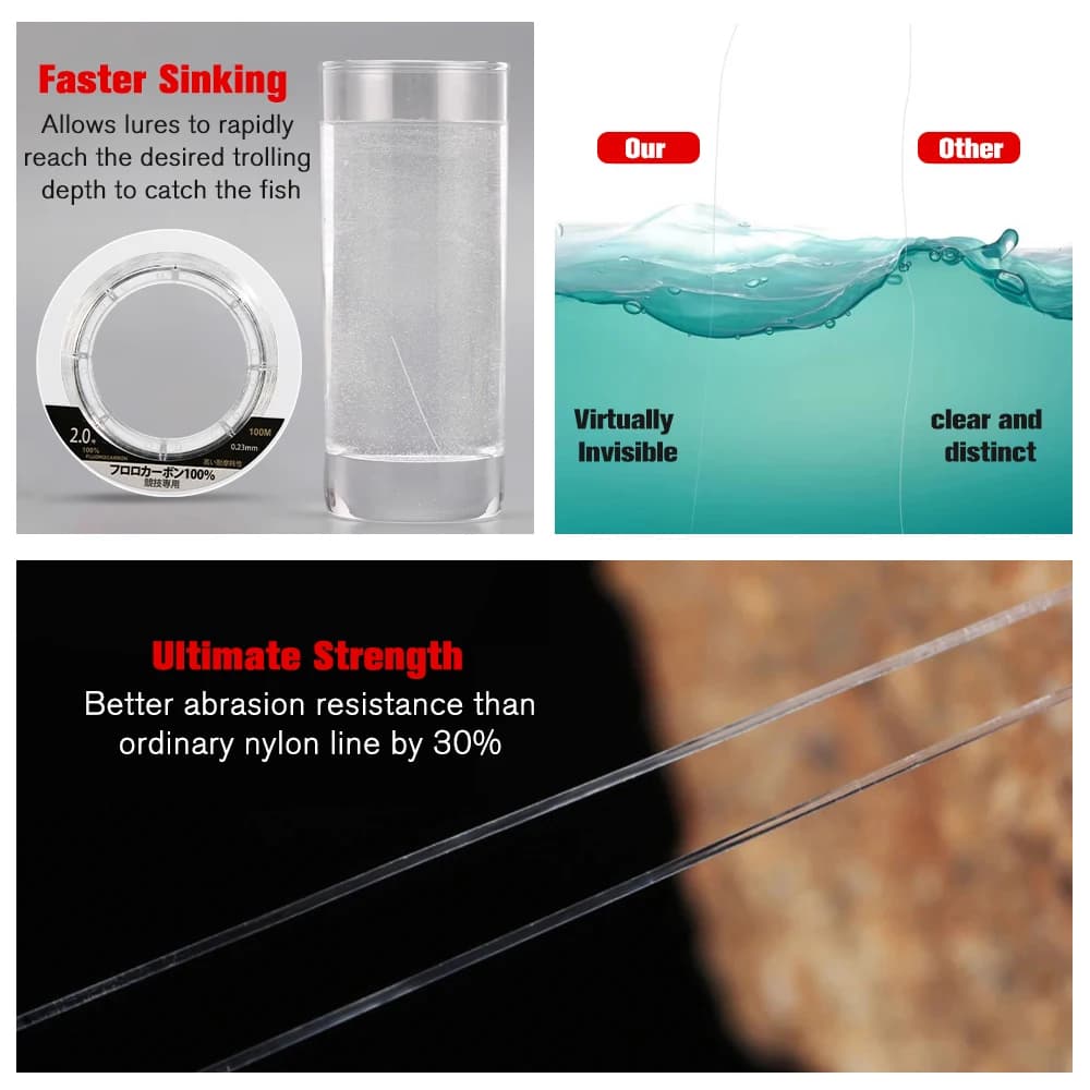 Bas de ligne fluorocarbone ZUKIBO 99% japonais 100m pour pêche carpe monofilament coulante