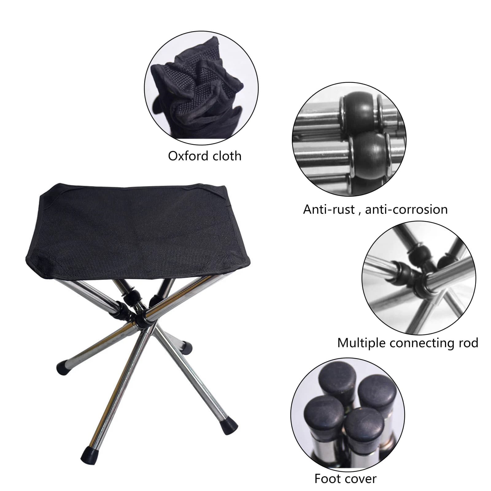 Tabouret de pêche pliant ultraléger en acier inoxydable pour camping et voyage compact