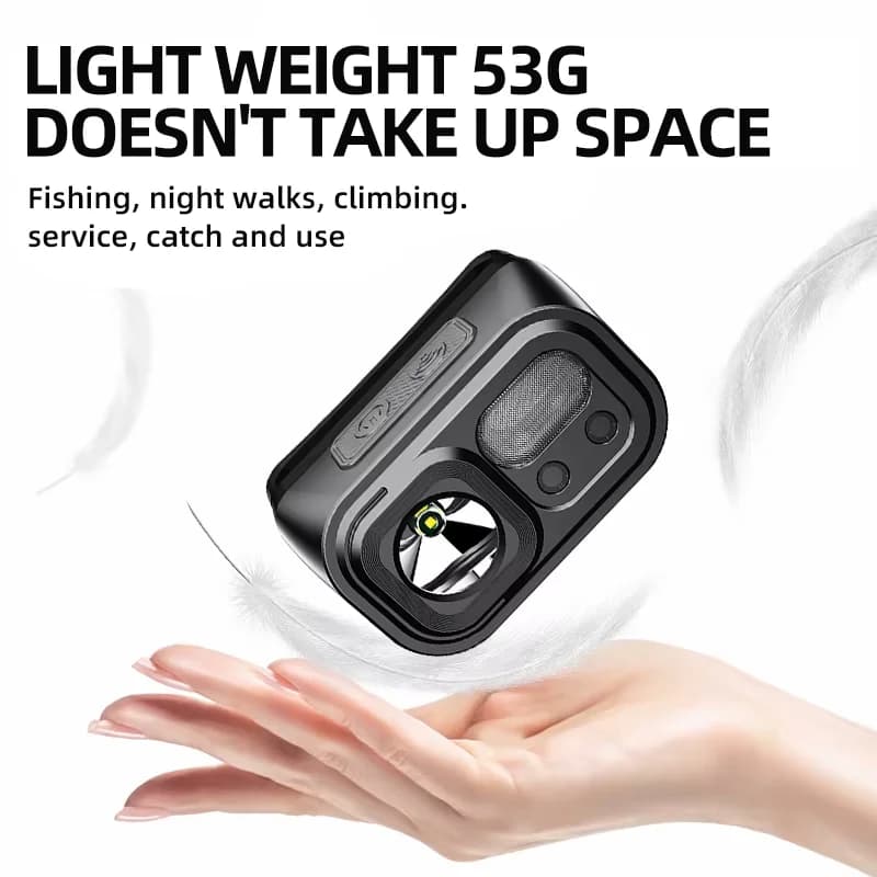 Lampe frontale pêche SUPERFIRE mini USB-C rechargeable détecteur LED pour travail et outdoor