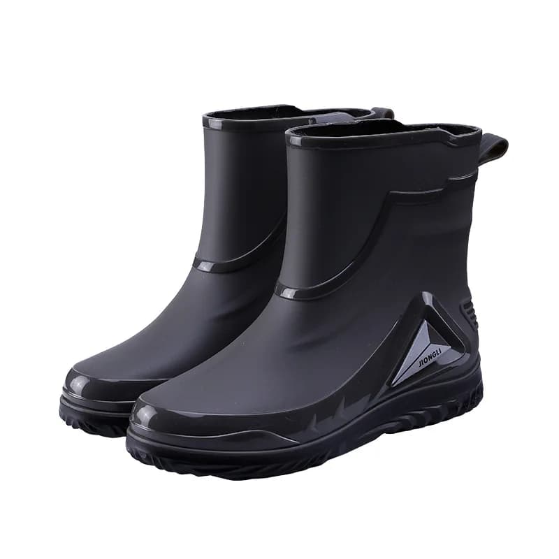 Bottes mi-mollet style coréen doublées polaire antidérapantes pour pêche et travail extérieur hommes