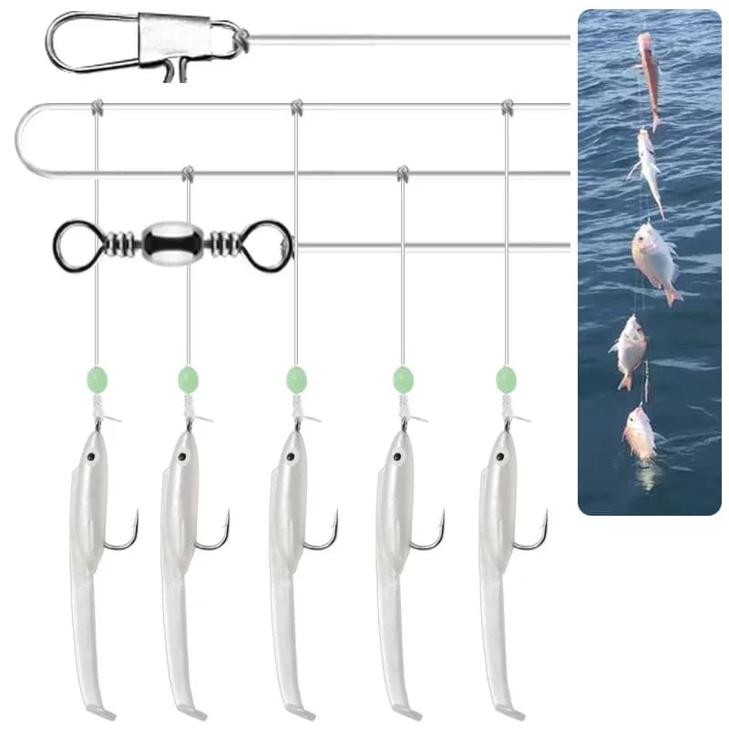 Kit de leurres souples luminescents pour pêche en mer, appâts anguille et sabiki pour saurel, calmar et maquereau