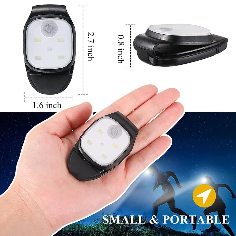 Lampe clip LED rechargeable 4 modes pour sécurité lors de la pêche nocturne et randonnée