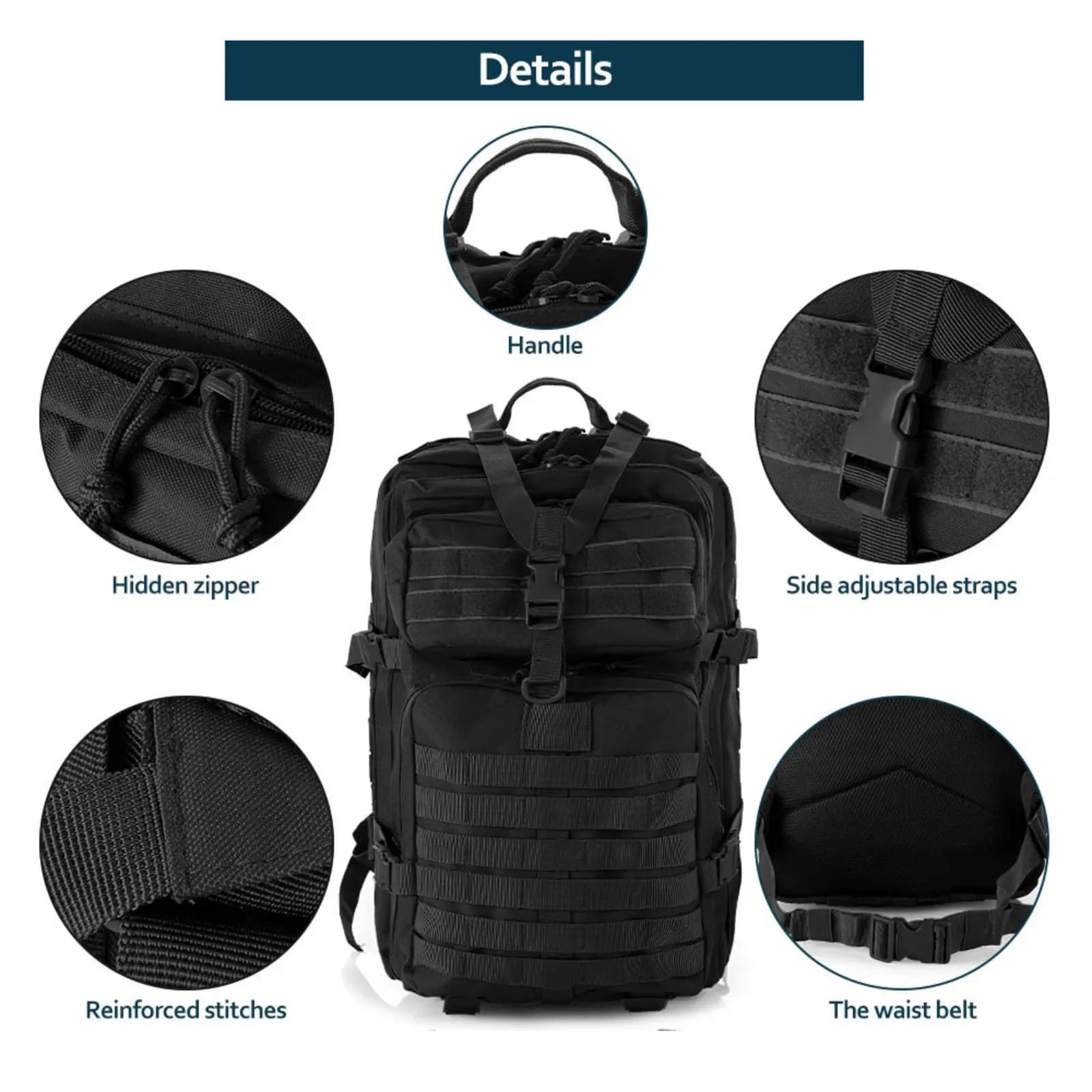 Sac à dos tactique 25L/50L étanche - Randonnée pêche chasse camping trekking sport extérieur