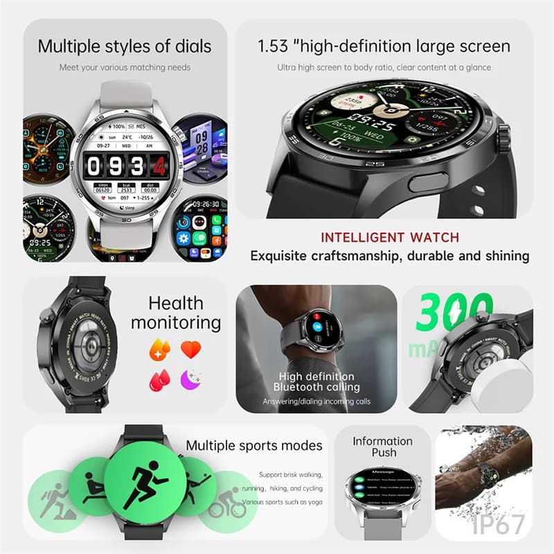 Watch 5 Pro 2026 : montre connectée GPS NFC écran AMOLED monitoring santé étanche IP67 hommes