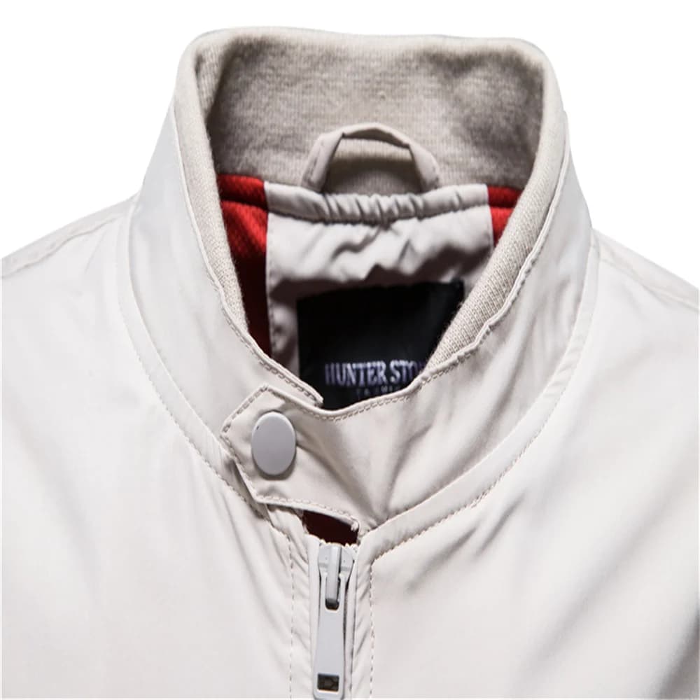 Bomber baseball couleur unie homme col montant slim fit automne qualité pêche
