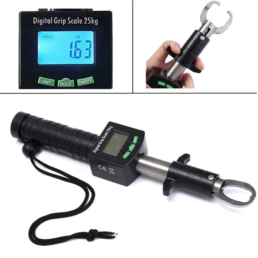 Pince de pêche numérique avec affichage électronique et mètre ruban - Grip en acier inoxydable étanche