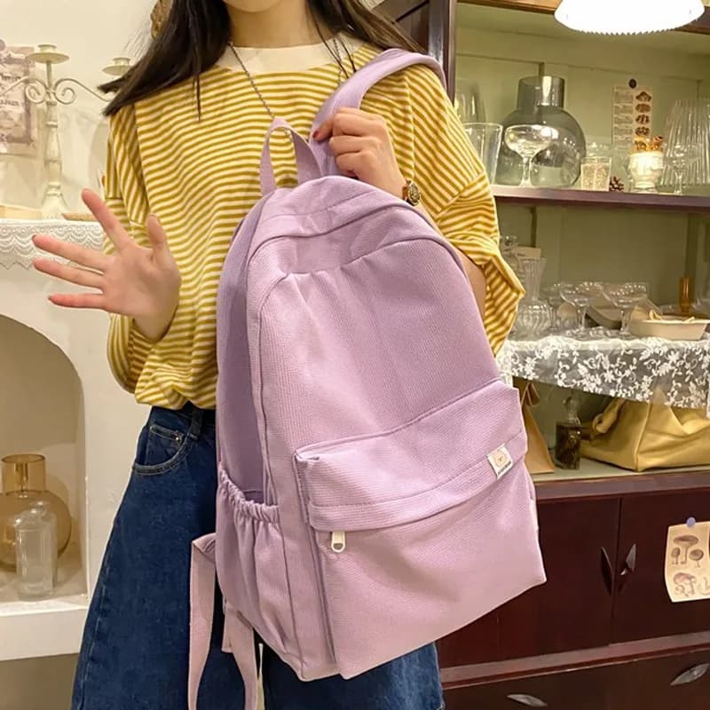 Sac à dos étudiant grande capacité unisexe couleur unie - Style pêche simple et tendance - Nouveau modèle