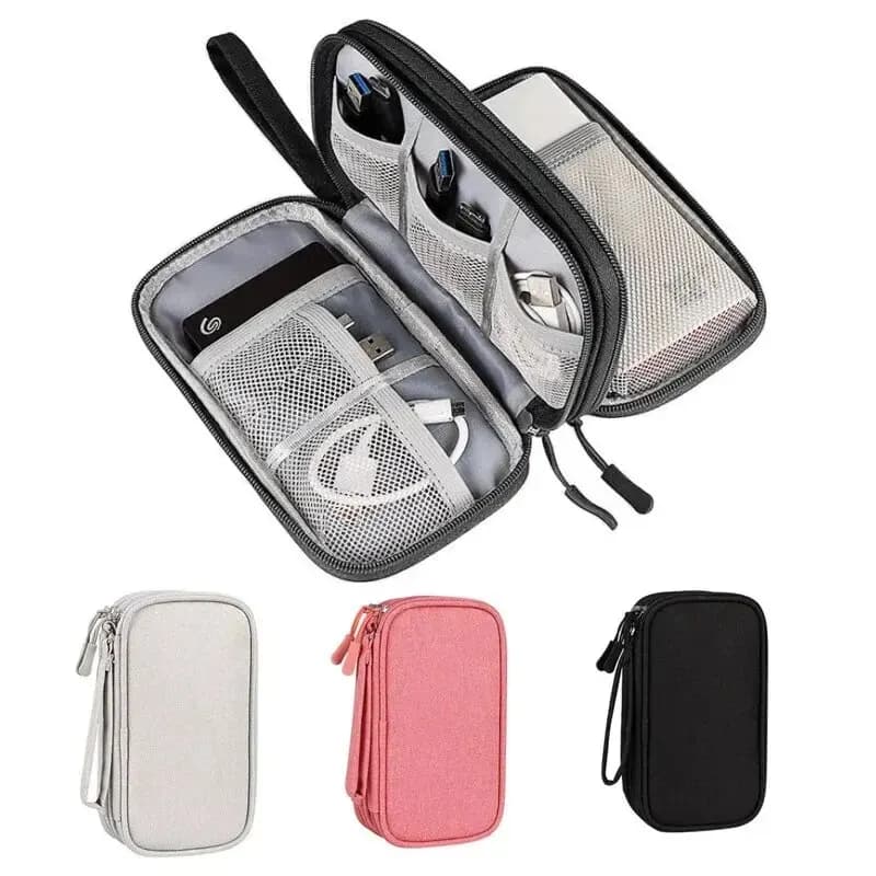 Pochette organisatrice câbles étanche pour voyage - rangement portable double couche pour accessoires électroniques