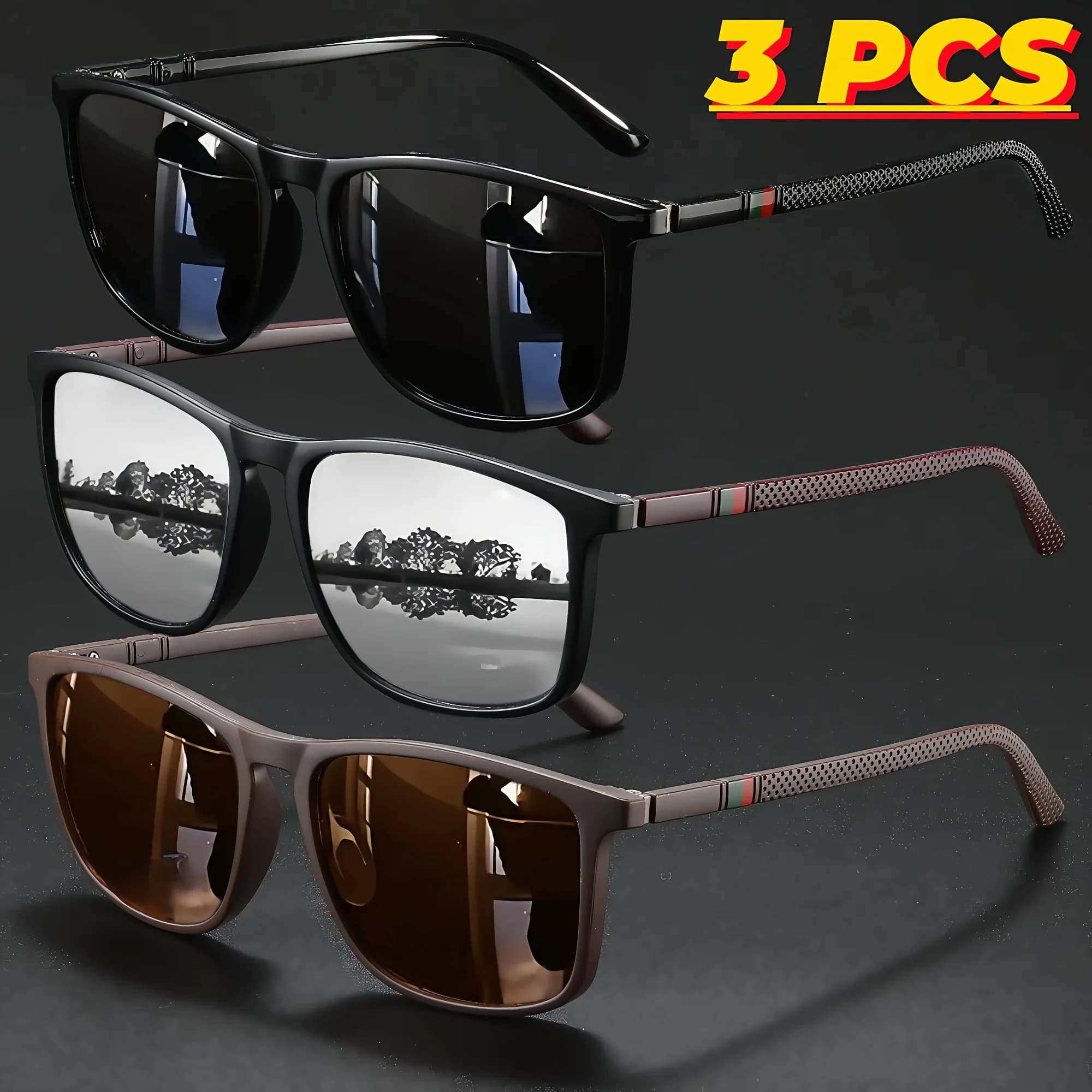 Lunettes de soleil polarisées carrées 2025 protection UV400 anti-éblouissement pêche conduite vacances