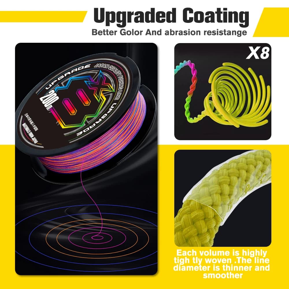 Ligne de pêche mer X-BRAID X8 8 brins japonais ultra résistante 500m 1000m multicolore PE multifilament