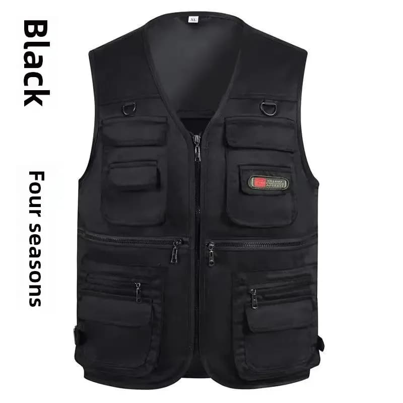 Veste homme décontractée multi-poches pour pêche, photo et travail en extérieur - Coupe ample