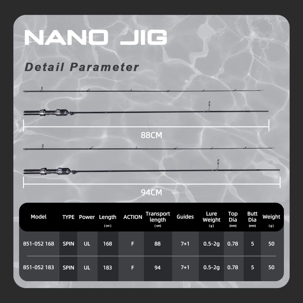 Canne spinning MIFINE Nano Jig ultra-légère 0.5-2g pour truite et bar en eau douce/salée