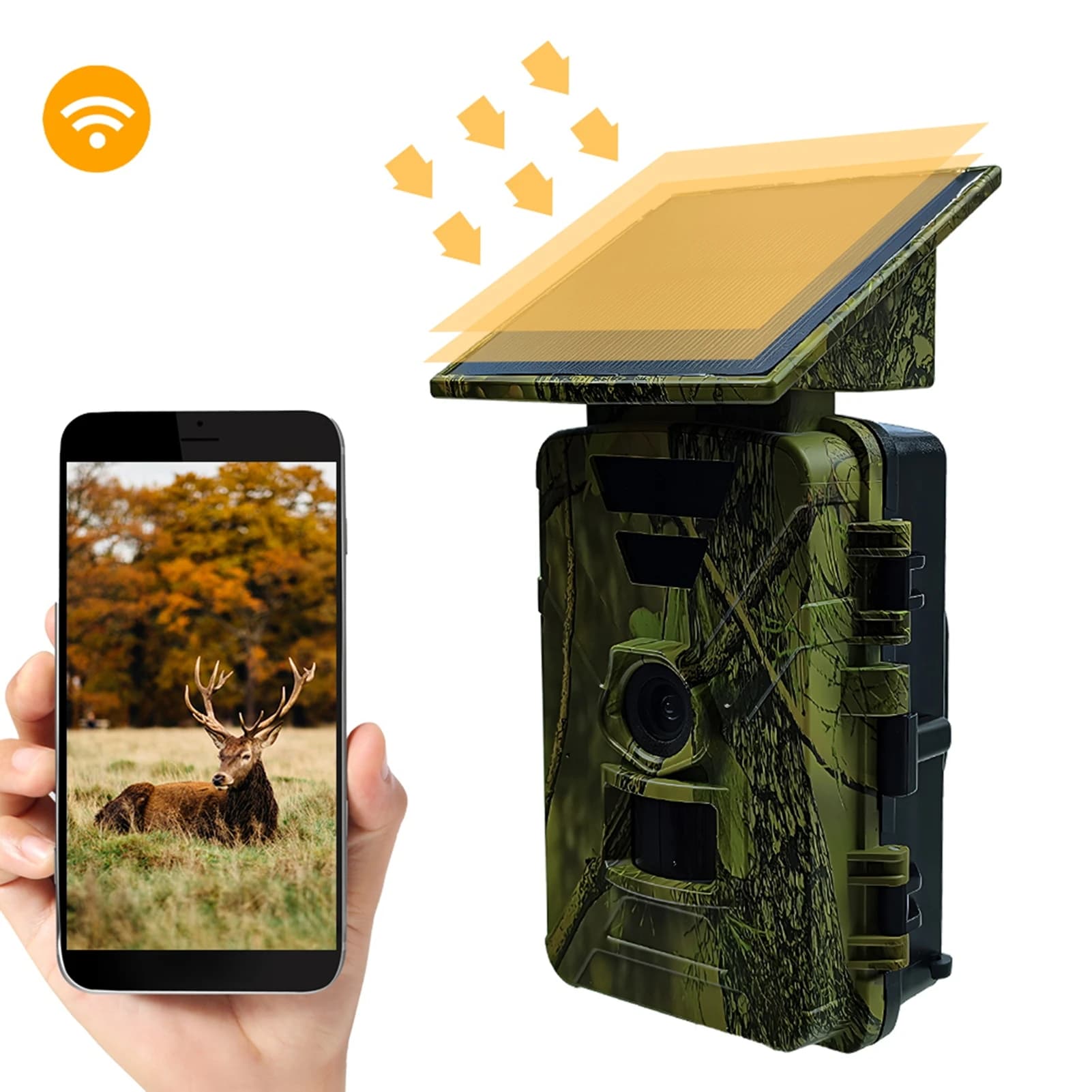 Caméra trail solaire 8K 60MP WiFi étanche pour observation extérieure des animaux de chasse nocturnes