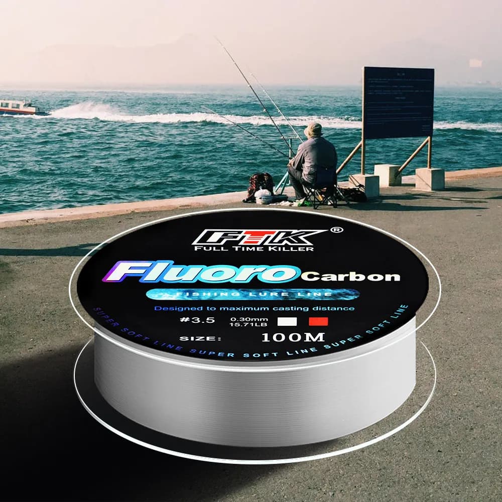 Ligne fluorocarbone 100m pêche appâts - fibre carbone invisible pour pêche en mer et rivière