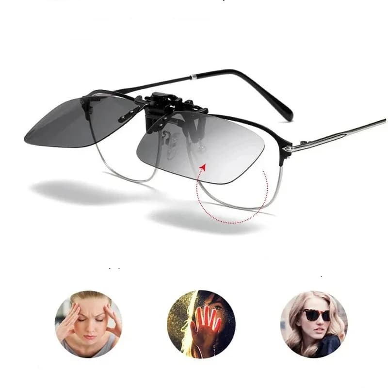 Clip solaire polarisé pour lunettes de myope - Conduite et pêche vision nocturne réglable