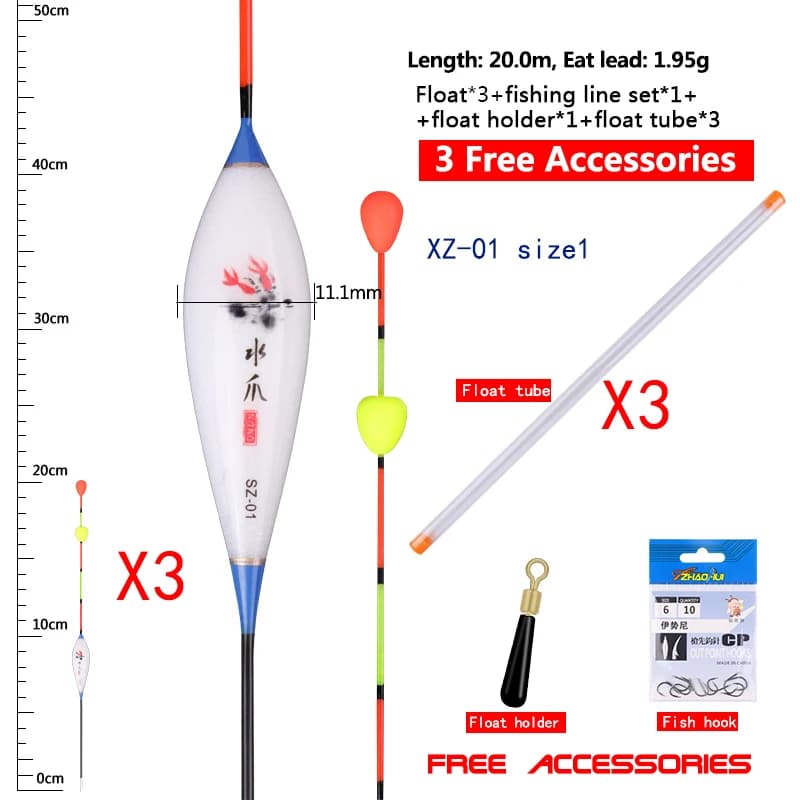 Set pêche débutant 3 flotteurs + perles tubes ligne porte-flotteur nano rivière lac