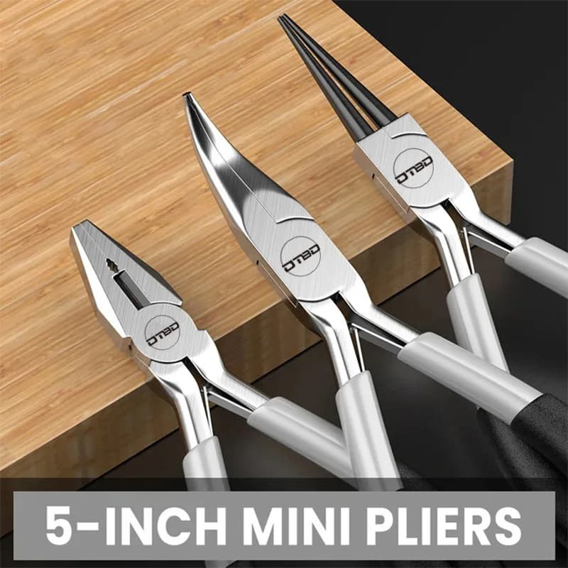 Set pinces à bec pointu sans dent plat oblique - Outils ligature fil pêche et montages