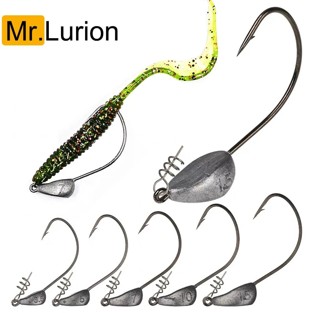 Têtes plombées Mrlurion 3.5g à 21g avec hameçon et spinner pour leurres souples pêche carnassier