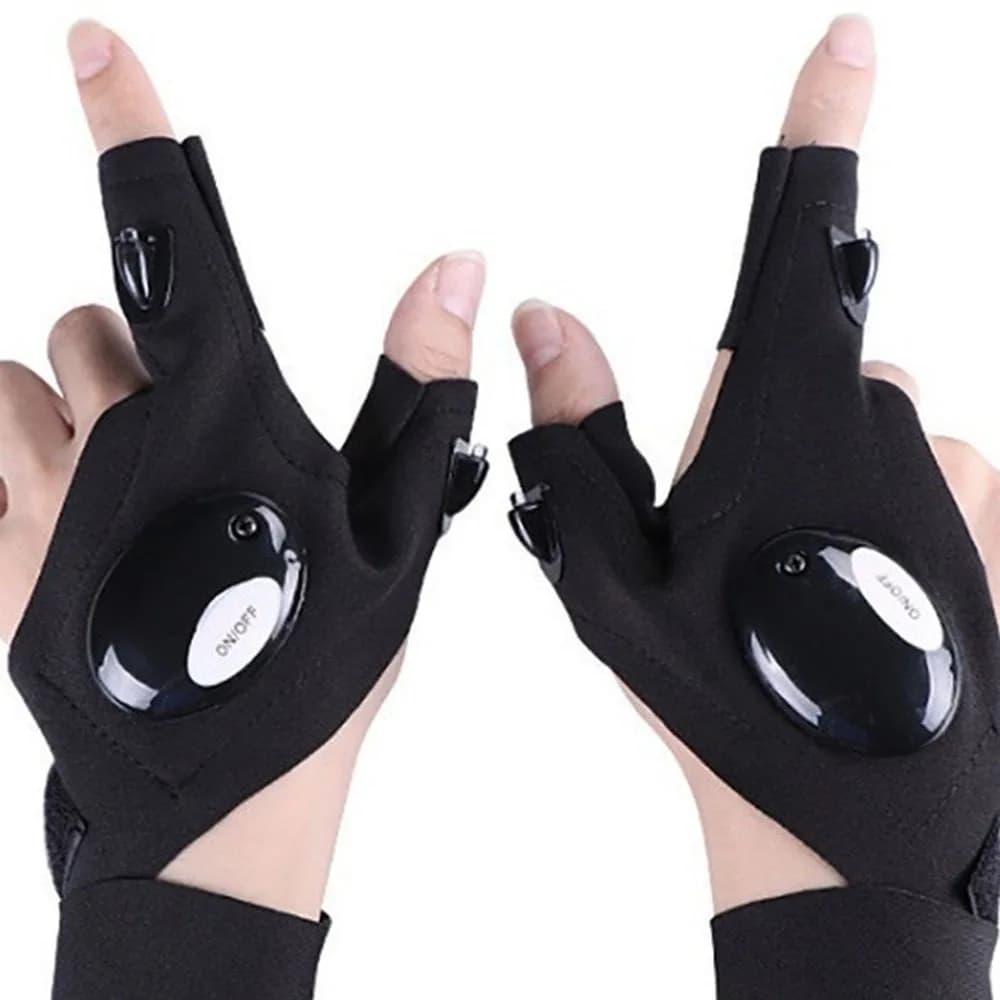 Gants vélo pêche avec lumières LED doigts lumineux sans doigts équipement sécurité nocturne