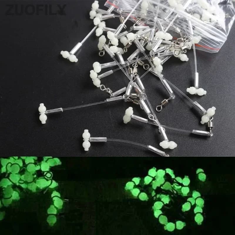 5 supports luminescents pour bas de ligne avec gourde pivotante, accessoires pêche en mer DIY et